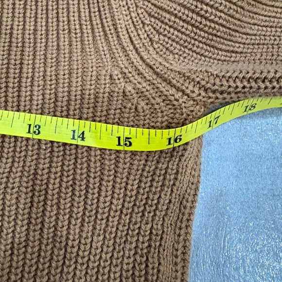 Everlane Women's Camel Ribbed Organic Cotton Side Slits Sweater - Picture 4 of 6